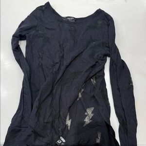 Terez Charcoal Lightning Bolt Long Sleeve Top